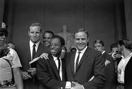 Charlton Heston, James Baldwin & Marlon Brando in 1963